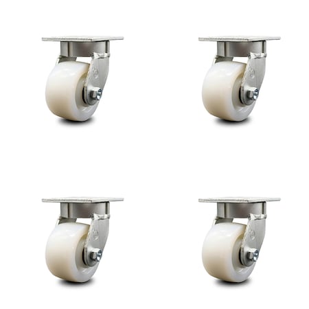 Service Caster 4 Inch Kingpinless Nylon Wheel Swivel Top Plate Caster, 4PK SCC-KP30S420-NYR-4